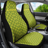 Gabon Tribal Pattern Car Seat Cover with National Flag Colors and Bold Text Design