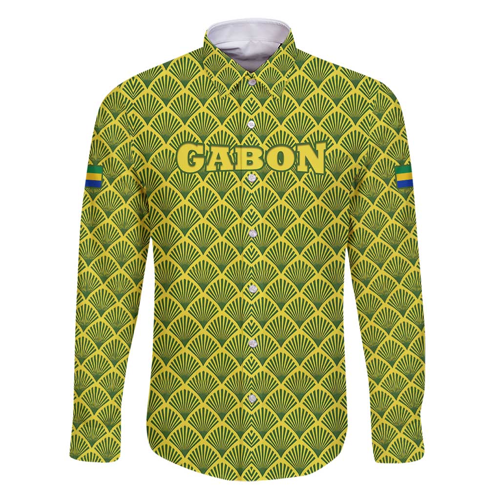 Gabon Tribal Pattern Family Matching Puletasi and Hawaiian Shirt with National Flag Colors and Bold Text Design