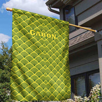 Gabon Tribal Pattern Garden Flag with National Flag Colors and Bold Text Design