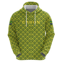 Gabon Tribal Pattern Hoodie with National Flag Colors and Bold Text Design