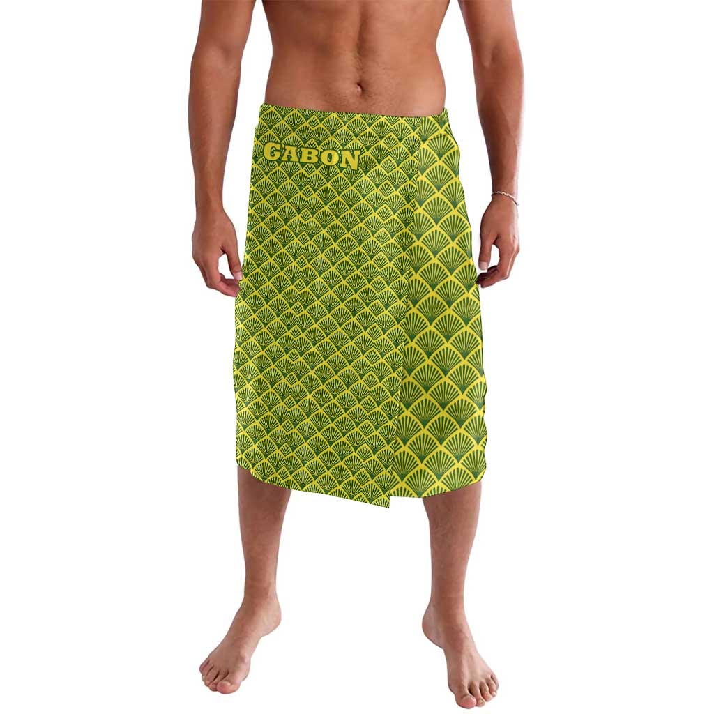 Gabon Tribal Pattern Lavalava with National Flag Colors and Bold Text Design