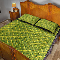 Gabon Tribal Pattern Quilt Bed Set with National Flag Colors and Bold Text Design