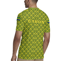 Gabon Tribal Pattern Rugby Jersey with National Flag Colors and Bold Text Design