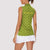 Gabon Tribal Pattern Women Sleeveless Polo Shirt with National Flag Colors and Bold Text Design