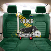 Gabon Back Car Seat Cover with Black Panther Graphic and Hibiscus Flower Design in National Colors