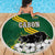 Gabon Beach Blanket with Black Panther Graphic and Hibiscus Flower Design in National Colors