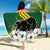 Gabon Beach Blanket with Black Panther Graphic and Hibiscus Flower Design in National Colors