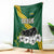Gabon Blanket with Black Panther Graphic and Hibiscus Flower Design in National Colors