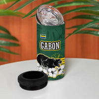 Gabon 4 in 1 Can Cooler Tumbler with Black Panther Graphic and Hibiscus Flower Design in National Colors