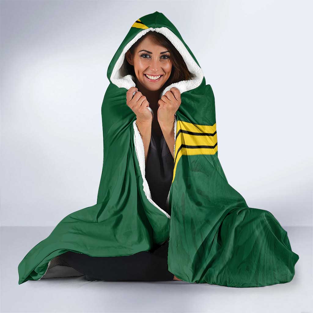 Gabon Hooded Blanket with Black Panther Graphic and Hibiscus Flower Design in National Colors