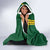 Gabon Hooded Blanket with Black Panther Graphic and Hibiscus Flower Design in National Colors