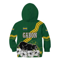Gabon Kid Hoodie with Black Panther Graphic and Hibiscus Flower Design in National Colors