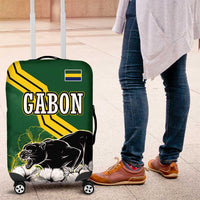 Gabon Luggage Cover with Black Panther Graphic and Hibiscus Flower Design in National Colors