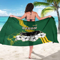 Gabon Sarong with Black Panther Graphic and Hibiscus Flower Design in National Colors