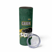 Gabon Skinny Tumbler with Black Panther Graphic and Hibiscus Flower Design in National Colors