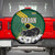 Gabon Spare Tire Cover with Black Panther Graphic and Hibiscus Flower Design in National Colors