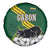 Gabon Spare Tire Cover with Black Panther Graphic and Hibiscus Flower Design in National Colors