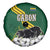 Gabon Spare Tire Cover with Black Panther Graphic and Hibiscus Flower Design in National Colors