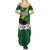 Gabon Summer Maxi Dress with Black Panther Graphic and Hibiscus Flower Design in National Colors