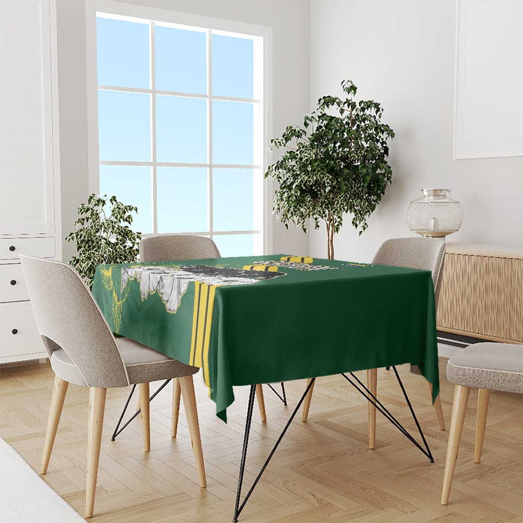 Gabon Tablecloth with Black Panther Graphic and Hibiscus Flower Design in National Colors