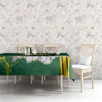 Gabon Tablecloth with Black Panther Graphic and Hibiscus Flower Design in National Colors