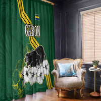 Gabon Window Curtain with Black Panther Graphic and Hibiscus Flower Design in National Colors