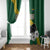 Gabon Window Curtain with Black Panther Graphic and Hibiscus Flower Design in National Colors
