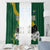 Gabon Window Curtain with Black Panther Graphic and Hibiscus Flower Design in National Colors