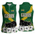 Gabon Women Sleeveless Polo Shirt with Black Panther Graphic and Hibiscus Flower Design in National Colors