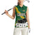 Gabon Women Sleeveless Polo Shirt with Black Panther Graphic and Hibiscus Flower Design in National Colors