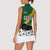 Gabon Women Sleeveless Polo Shirt with Black Panther Graphic and Hibiscus Flower Design in National Colors