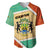 Gabon Baseball Jersey with National Coat of Arms and Tribal Pattern Map Design in Bold Colors