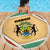 Gabon Beach Blanket with National Coat of Arms and Tribal Pattern Map Design in Bold Colors