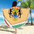 Gabon Beach Blanket with National Coat of Arms and Tribal Pattern Map Design in Bold Colors