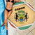 Gabon Beach Blanket with National Coat of Arms and Tribal Pattern Map Design in Bold Colors