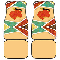 Gabon Car Mats with National Coat of Arms and Tribal Pattern Map Design in Bold Colors