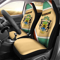 Gabon Car Seat Cover with National Coat of Arms and Tribal Pattern Map Design in Bold Colors