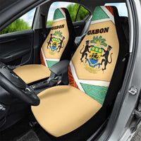 Gabon Car Seat Cover with National Coat of Arms and Tribal Pattern Map Design in Bold Colors