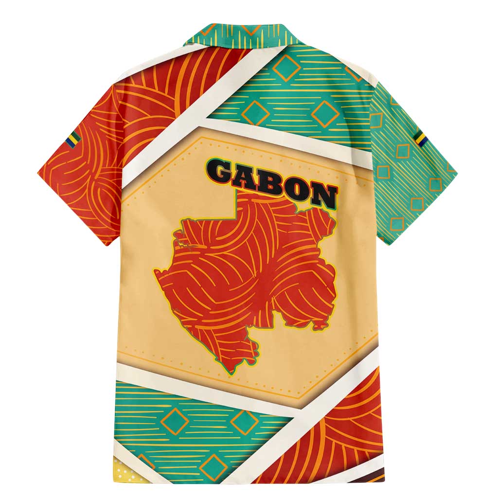 Gabon Family Matching Mermaid Dress and Hawaiian Shirt with National Coat of Arms and Tribal Pattern Map Design in Bold Colors