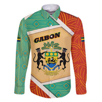 Gabon Family Matching Summer Maxi Dress and Hawaiian Shirt with National Coat of Arms and Tribal Pattern Map Design in Bold Colors