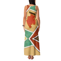 Gabon Family Matching Tank Maxi Dress and Hawaiian Shirt with National Coat of Arms and Tribal Pattern Map Design in Bold Colors