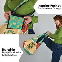 Gabon Grocery Bag with National Coat of Arms and Tribal Pattern Map Design in Bold Colors