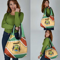 Gabon Grocery Bag with National Coat of Arms and Tribal Pattern Map Design in Bold Colors