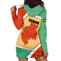 Gabon Hoodie Dress with National Coat of Arms and Tribal Pattern Map Design in Bold Colors