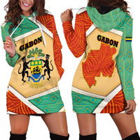 Gabon Hoodie Dress with National Coat of Arms and Tribal Pattern Map Design in Bold Colors