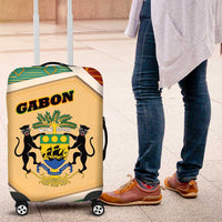 Gabon Luggage Cover with National Coat of Arms and Tribal Pattern Map Design in Bold Colors