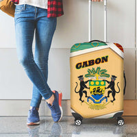 Gabon Luggage Cover with National Coat of Arms and Tribal Pattern Map Design in Bold Colors