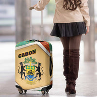 Gabon Luggage Cover with National Coat of Arms and Tribal Pattern Map Design in Bold Colors