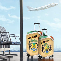 Gabon Luggage Cover with National Coat of Arms and Tribal Pattern Map Design in Bold Colors