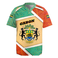 Gabon Rugby Jersey with National Coat of Arms and Tribal Pattern Map Design in Bold Colors
